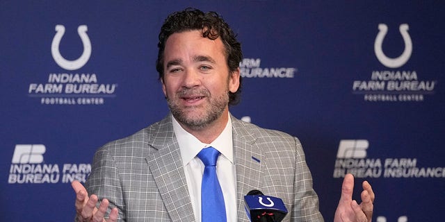 Indianapolis Colts interim coach Jeff speaks Saturday during a press conference at the NFL football team's training facility on Monday, November 7, 2022, in Indianapolis. 